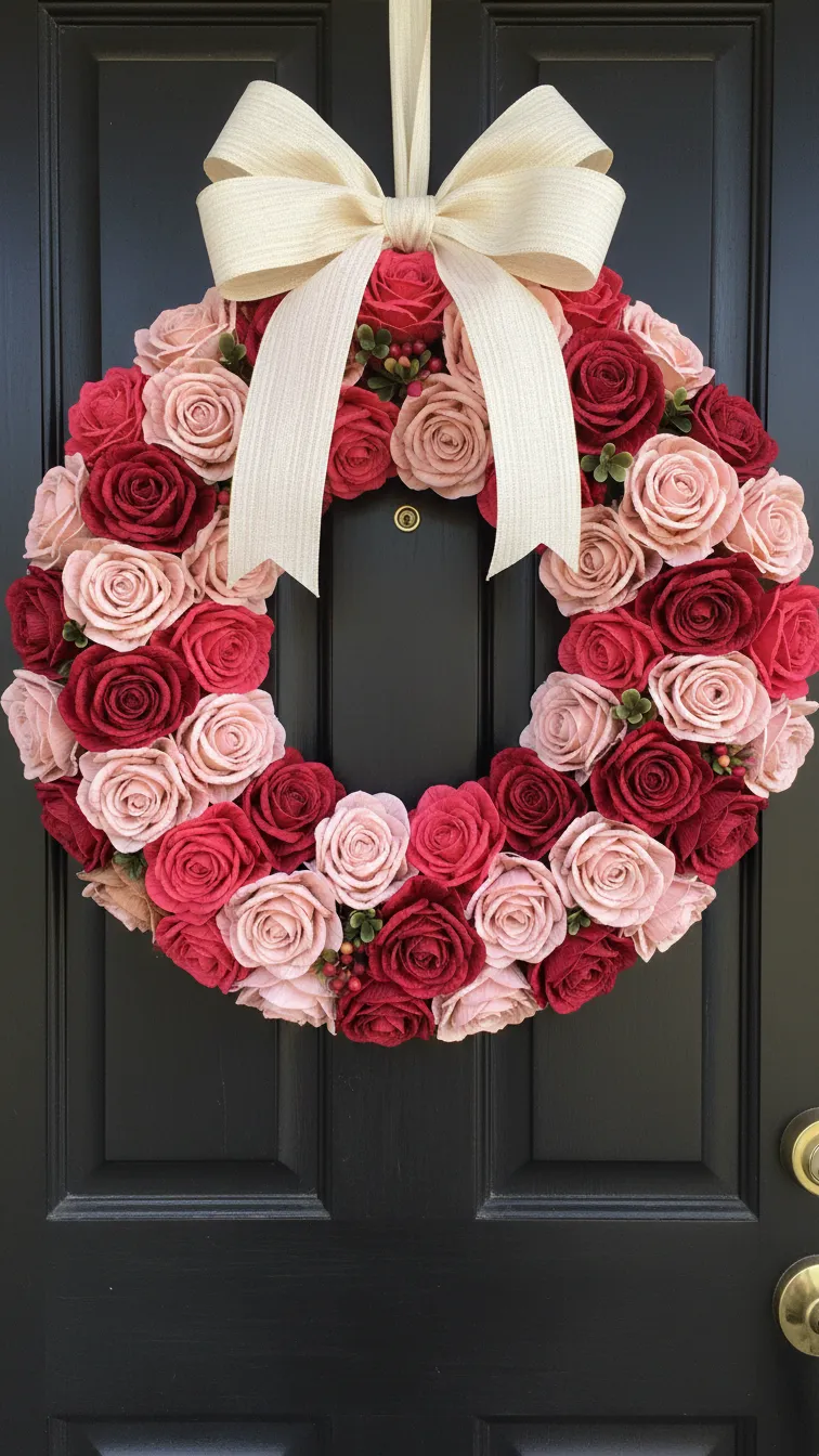 Coffee Filter Rose Wreath