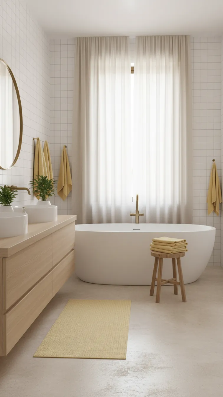 Subtle Yellow Linens: Soft & Inviting Bathroom Accessories