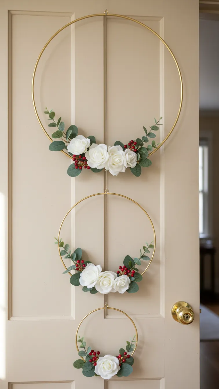 Gold Hoops with Flowers